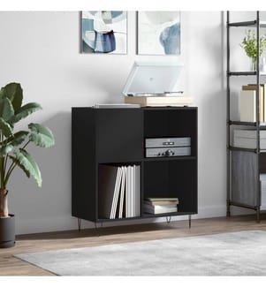 Plattenschrank Schwarz 84,5x38x89 cm Holzwerkstoff