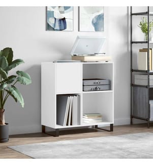 Plattenschrank Weiss 84,5x38x89 cm Holzwerkstoff