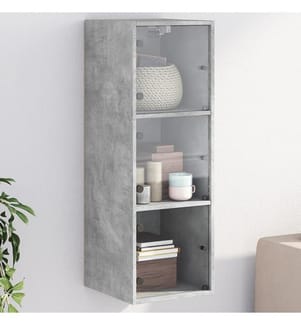 Armoire murale avec portes en verre gris béton 35x37x100 cm