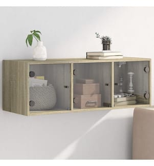 Armoire murale avec portes en verre chêne sonoma 102x37x35 cm