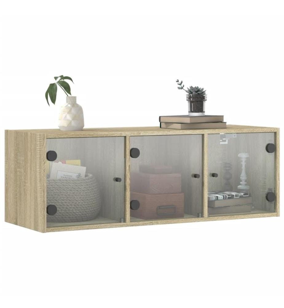Wandschrank mit Glastüren Sonoma-Eiche 102x37x35 cm
