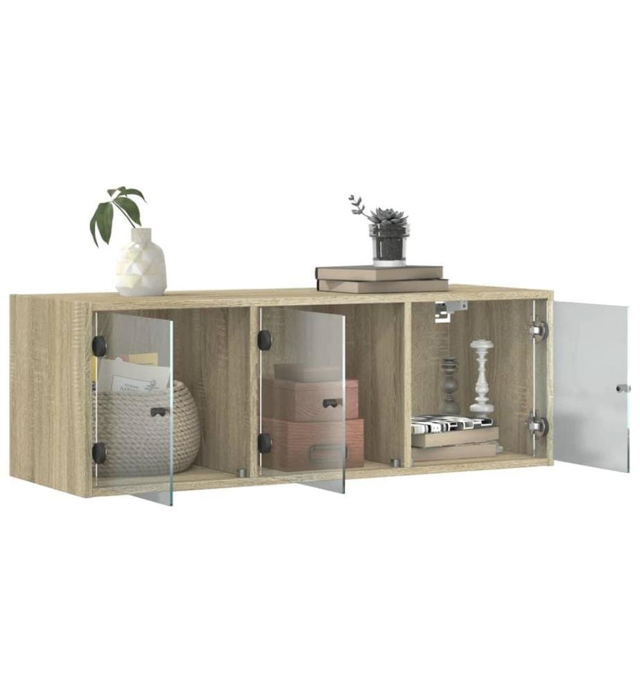 Wandschrank mit Glastüren Sonoma-Eiche 102x37x35 cm
