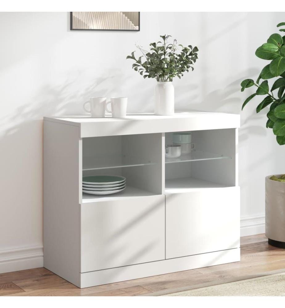 Sideboard mit LED-Leuchten Weiss 81x37x67 cm