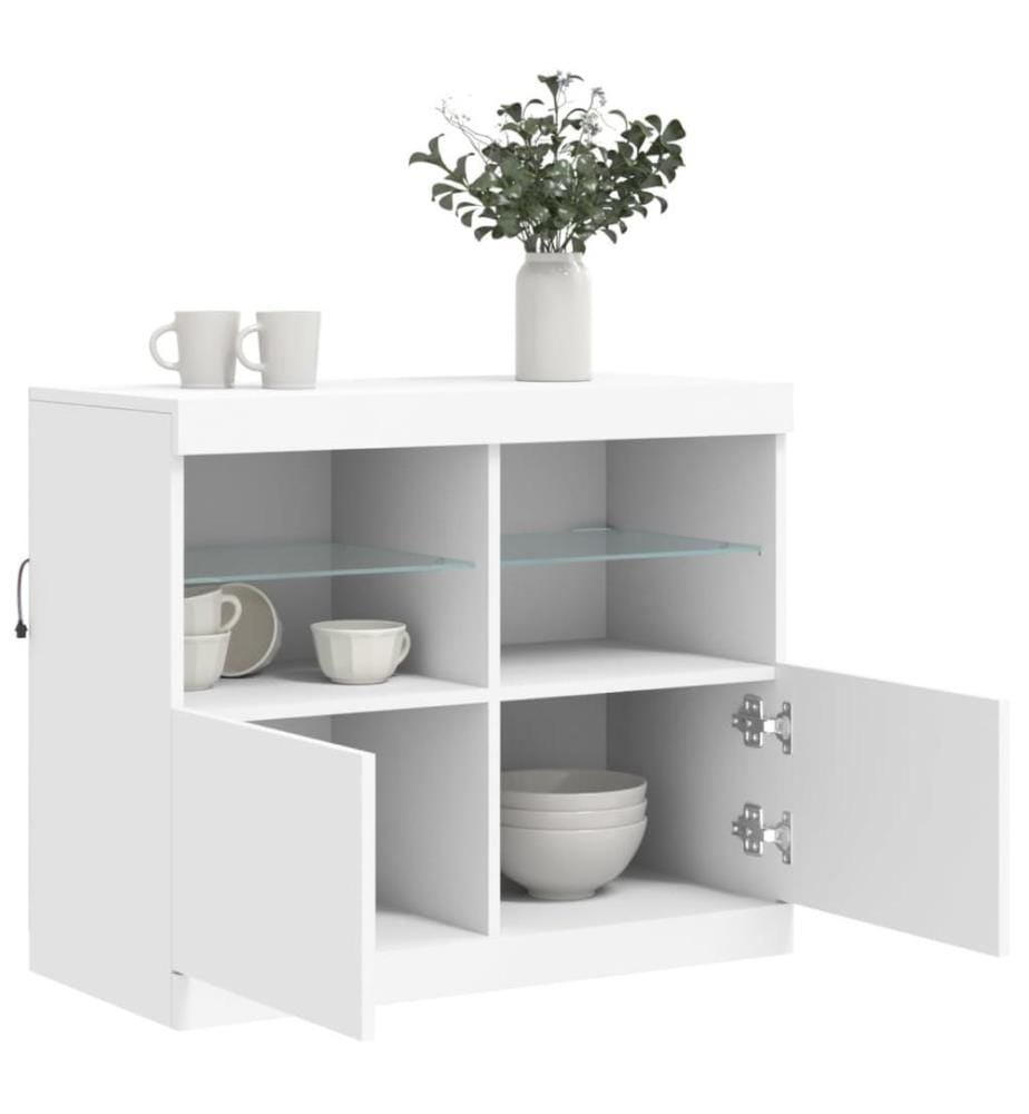 Sideboard mit LED-Leuchten Weiss 81x37x67 cm