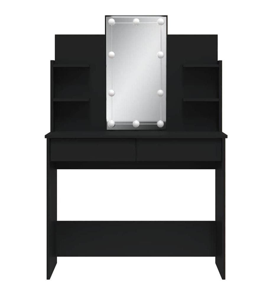 Schminktisch mit LED-Leuchten Schwarz 96x40x142 cm