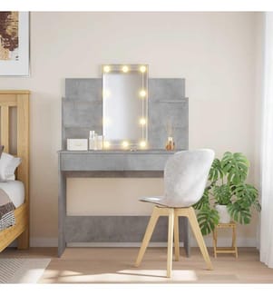 Coiffeuse avec lumières LED gris béton 96x40x142 cm