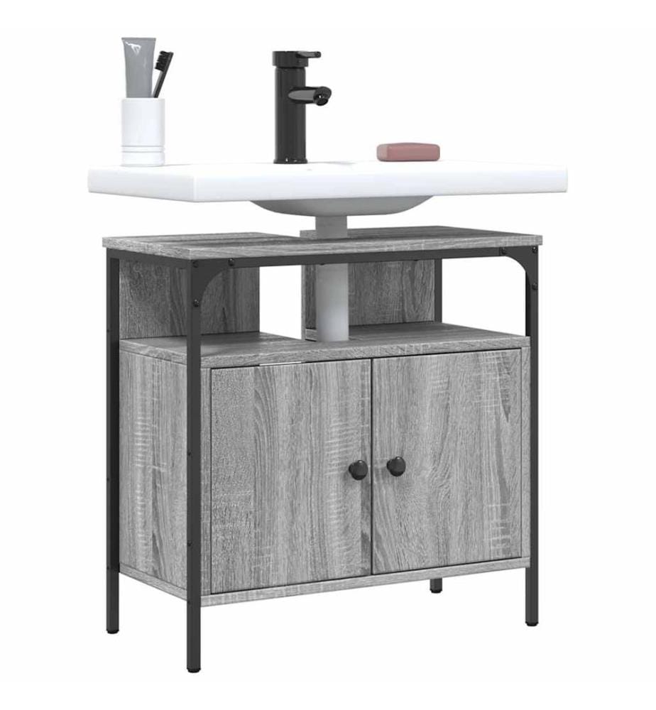 Waschbeckenunterschrank Grau Sonoma 60x30x60 cm Holzwerkstoff