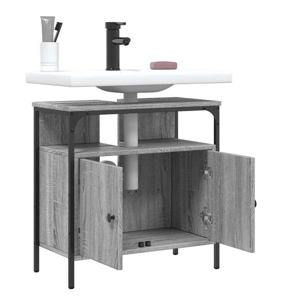 Waschbeckenunterschrank Grau Sonoma 60x30x60 cm Holzwerkstoff