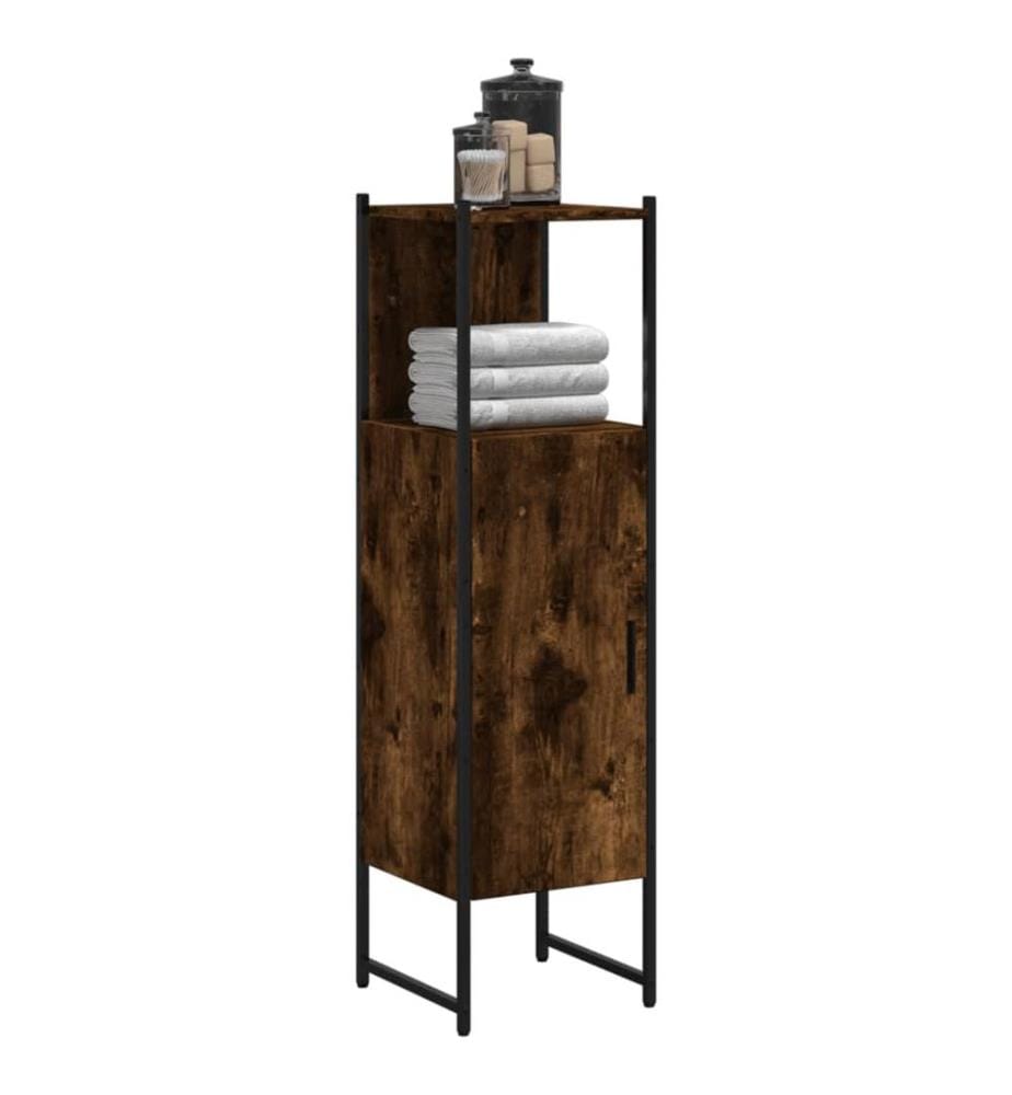 Armoire de salle de bain chêne fumé 33x33x120,5 cm