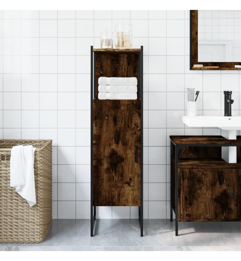 Armoire de salle de bain chêne fumé 33x33x120,5 cm