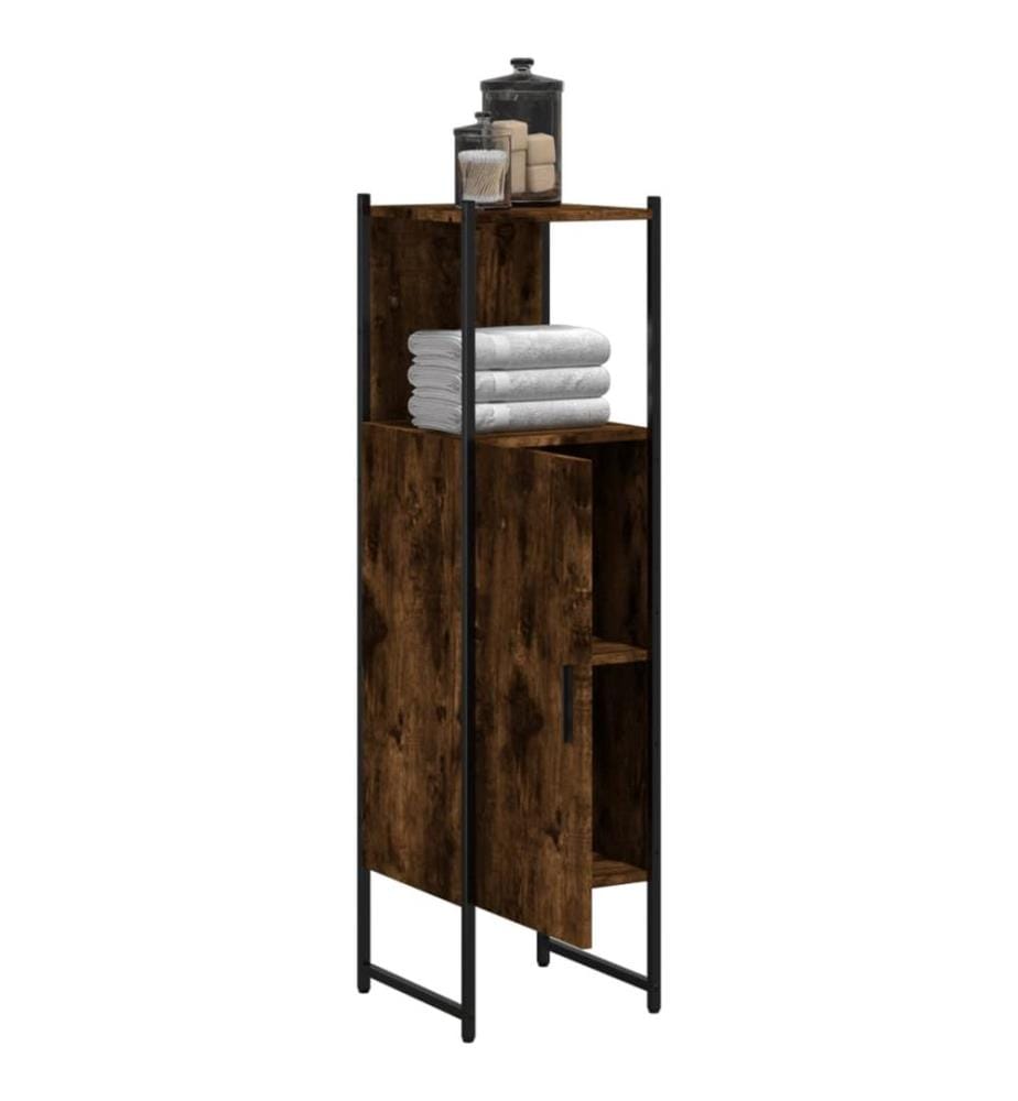Armoire de salle de bain chêne fumé 33x33x120,5 cm