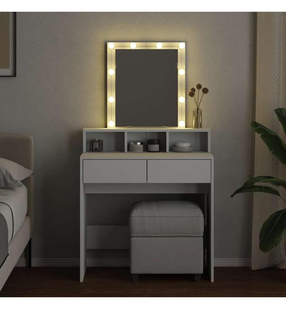 Schminktisch mit LED-Beleuchtung Weiss 80x41x144,5 cm