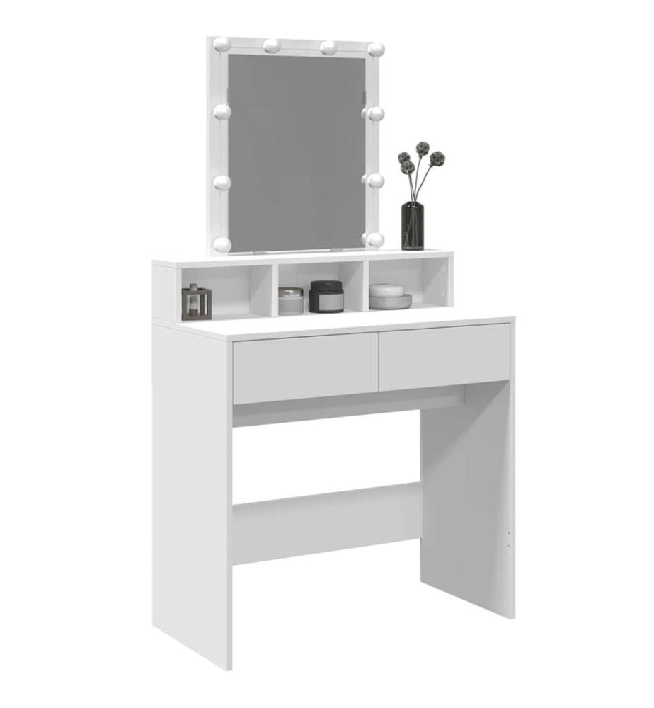 Schminktisch mit LED-Beleuchtung Weiss 80x41x144,5 cm