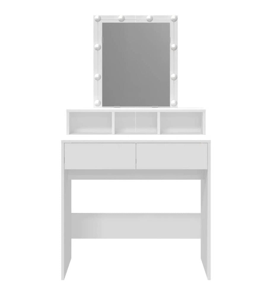 Schminktisch mit LED-Beleuchtung Weiss 80x41x144,5 cm