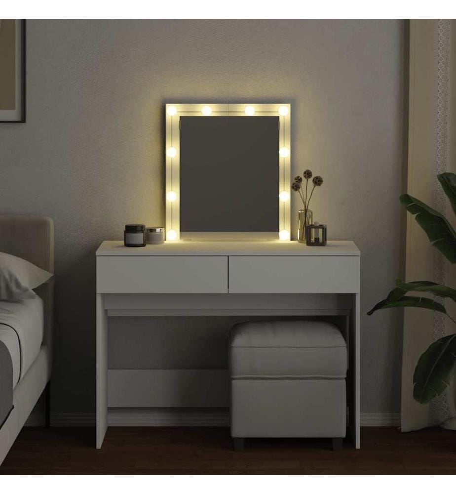 Schminktisch mit LED-Beleuchtung Weiss 100x40x130 cm