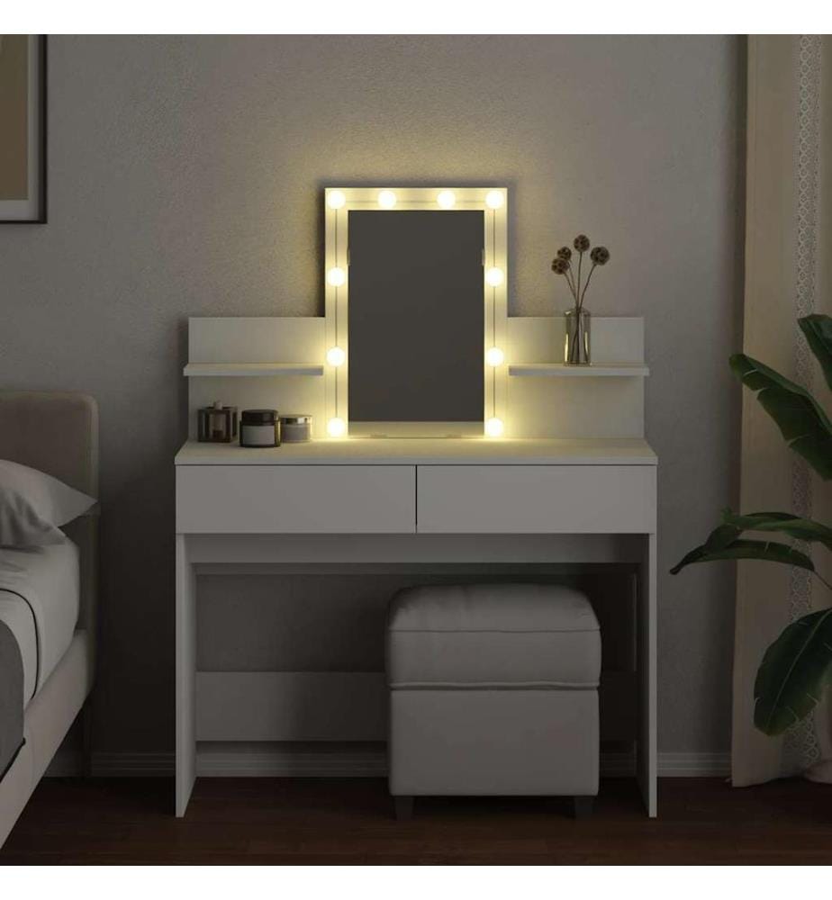 Coiffeuse avec LED blanc 100x40x130 cm