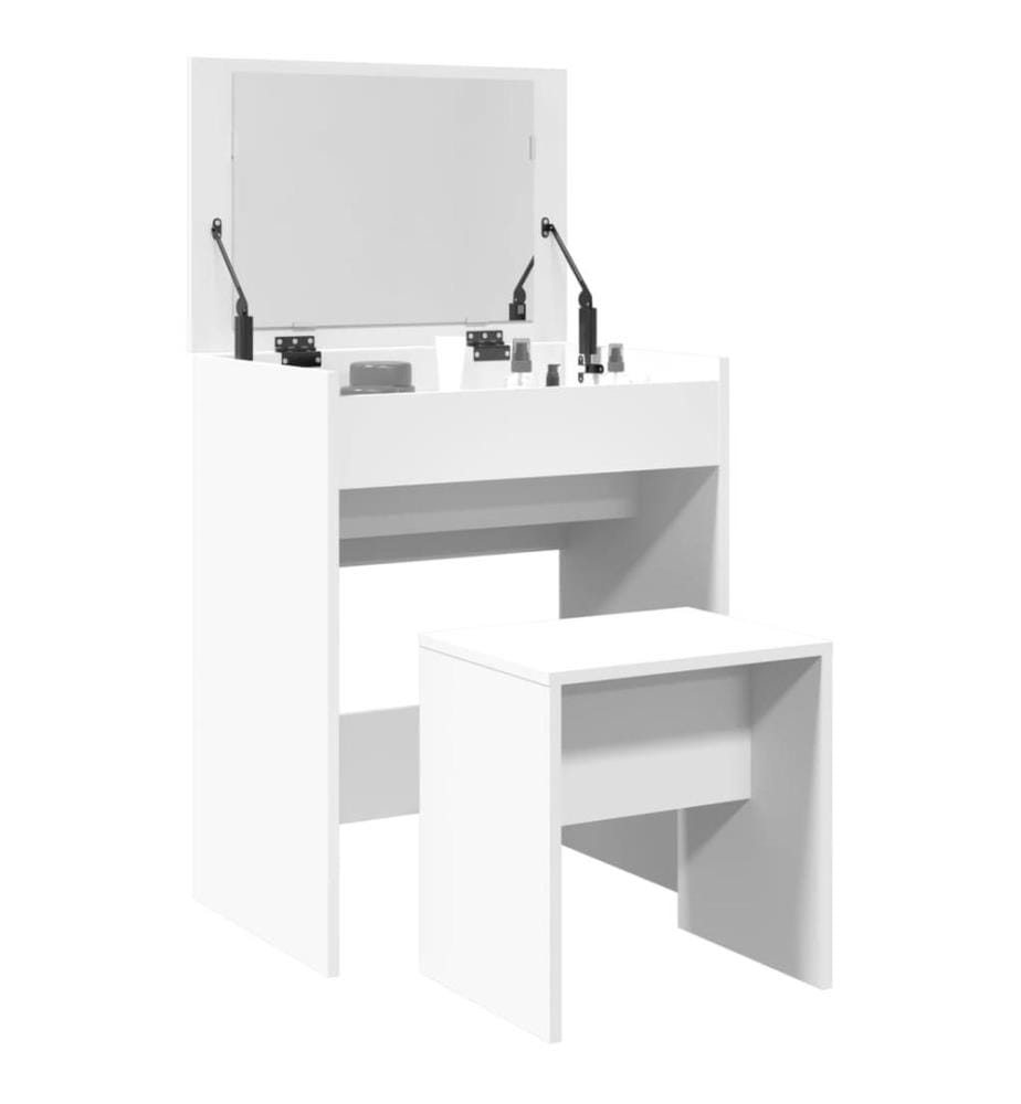 Coiffeuse et tabouret blanc 60x40x113,5 cm