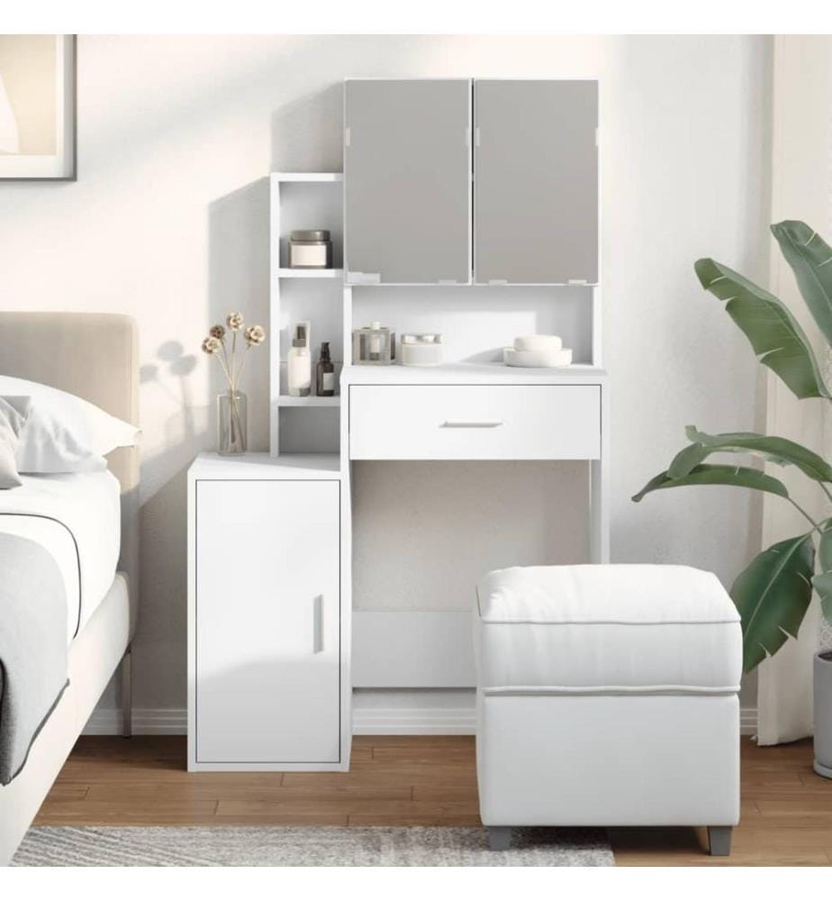 Coiffeuse avec armoire blanc 80x35x132 cm
