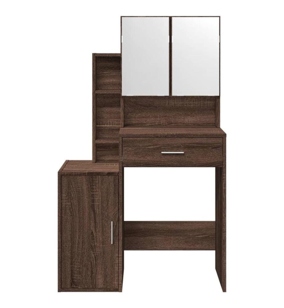 Schminktisch mit Schrank Braun Eichen-Optik 80x35x132 cm