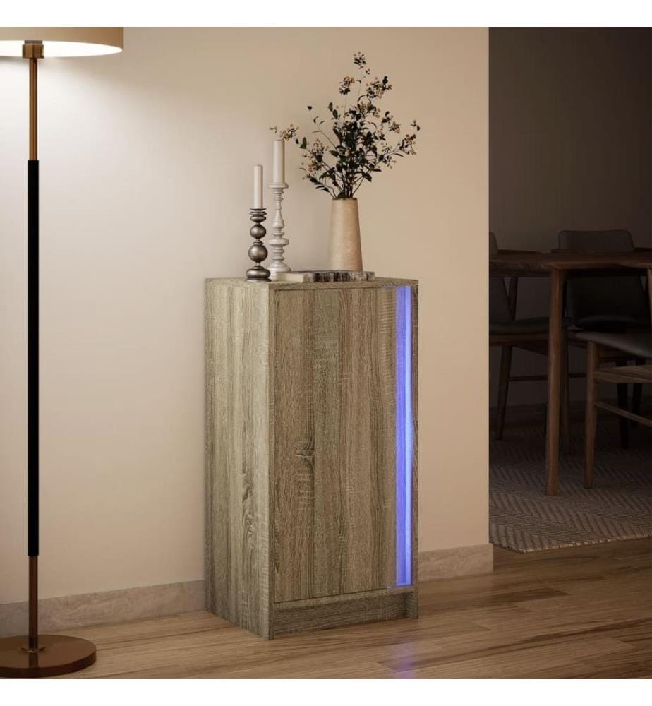 Buffet avec LED chêne sonoma 42,5x34x85 cm bois d'ingénierie