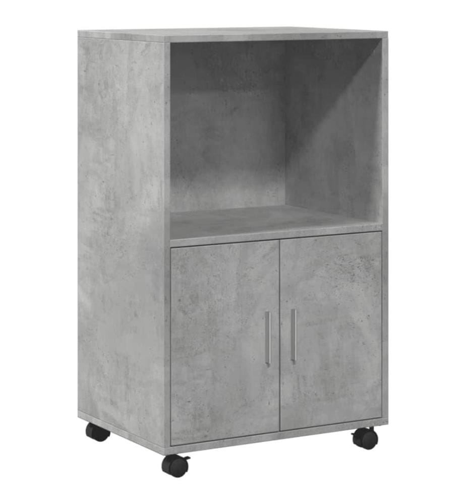 Armoire à roulettes gris béton 55x40x91 cm bois d'ingénierie