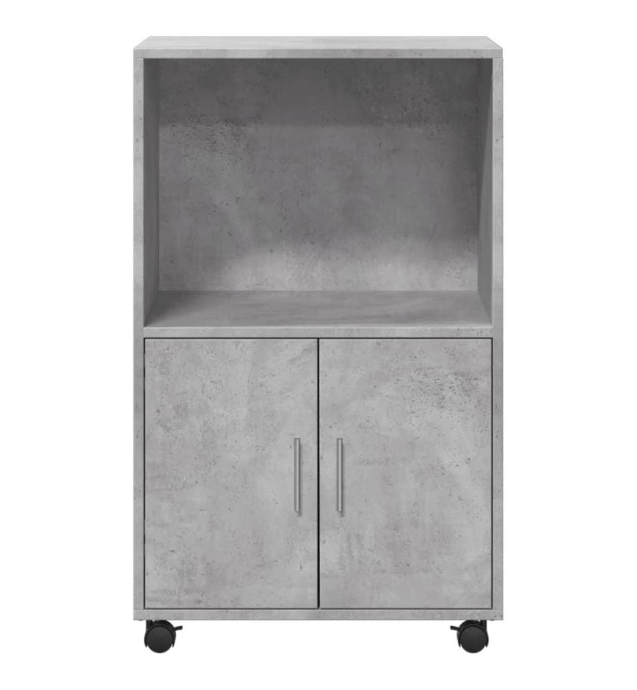 Armoire à roulettes gris béton 55x40x91 cm bois d'ingénierie