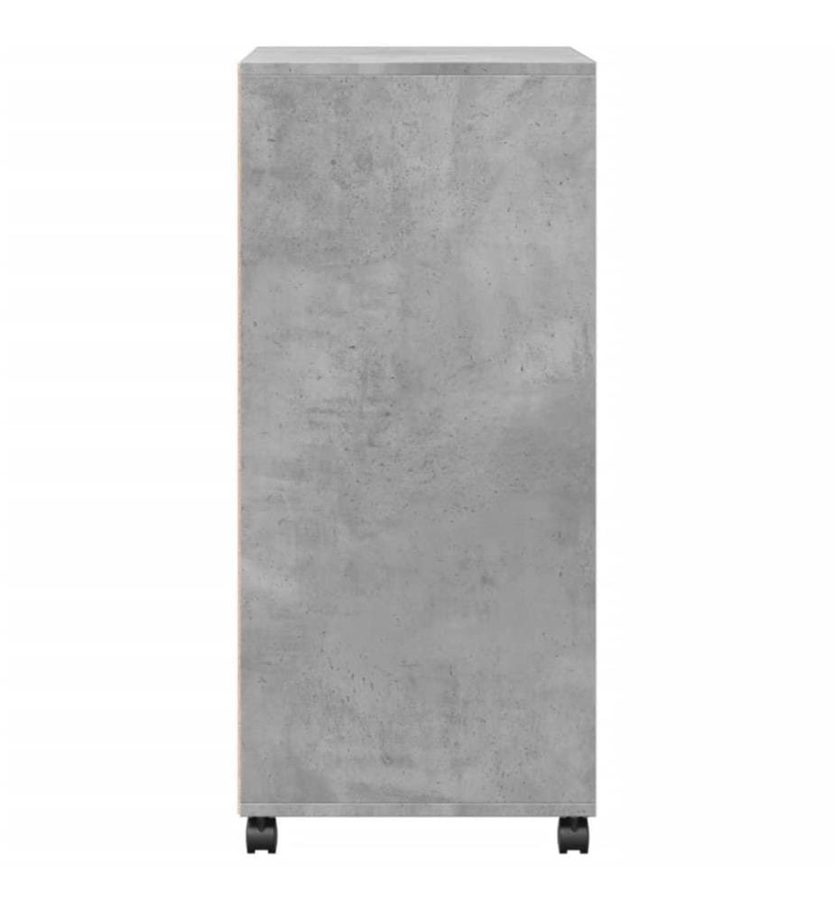 Armoire à roulettes gris béton 55x40x91 cm bois d'ingénierie