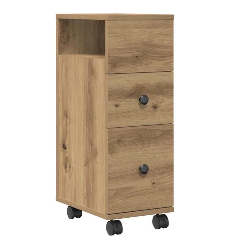 Badschrank Schmal mit Rollen Artisan-Eiche Holzwerkstoff