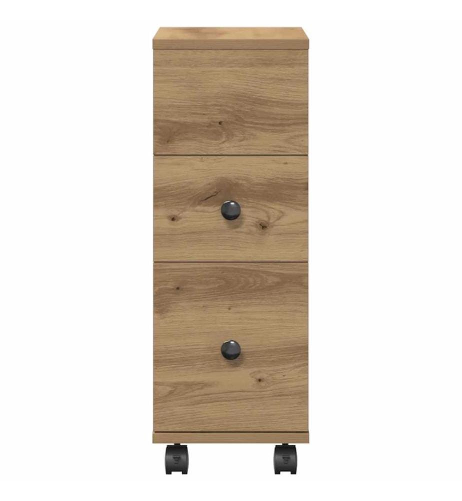 Badschrank Schmal mit Rollen Artisan-Eiche Holzwerkstoff
