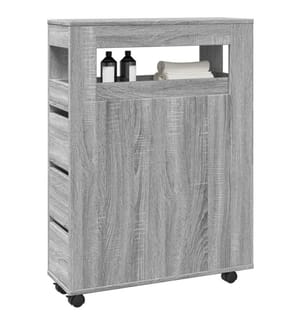 Meuble étroit de salle de bain à roulettes sonoma gris