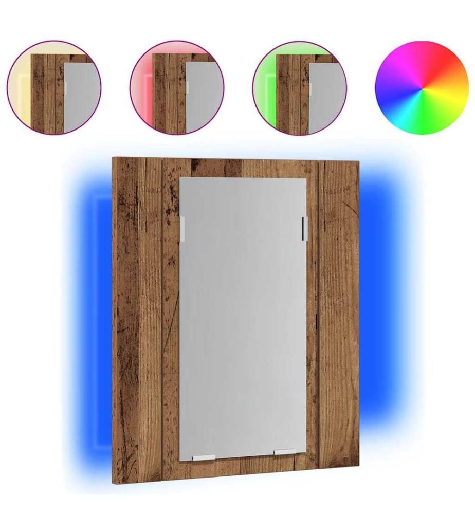 Armoire de salle de bain à miroir LED vieux bois 40x12x45 cm