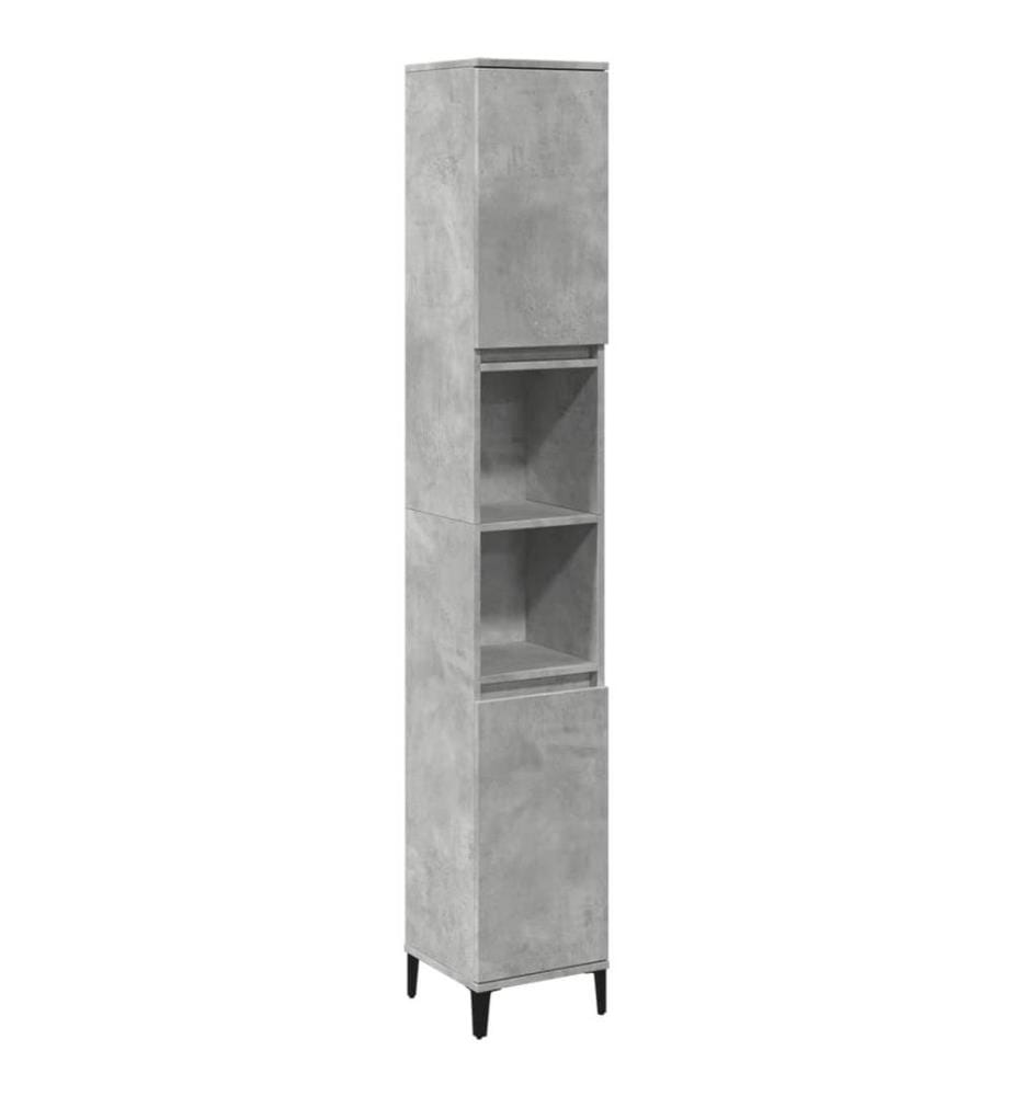 Badschrank Betongrau 30x30x190 cm Holzwerkstoff