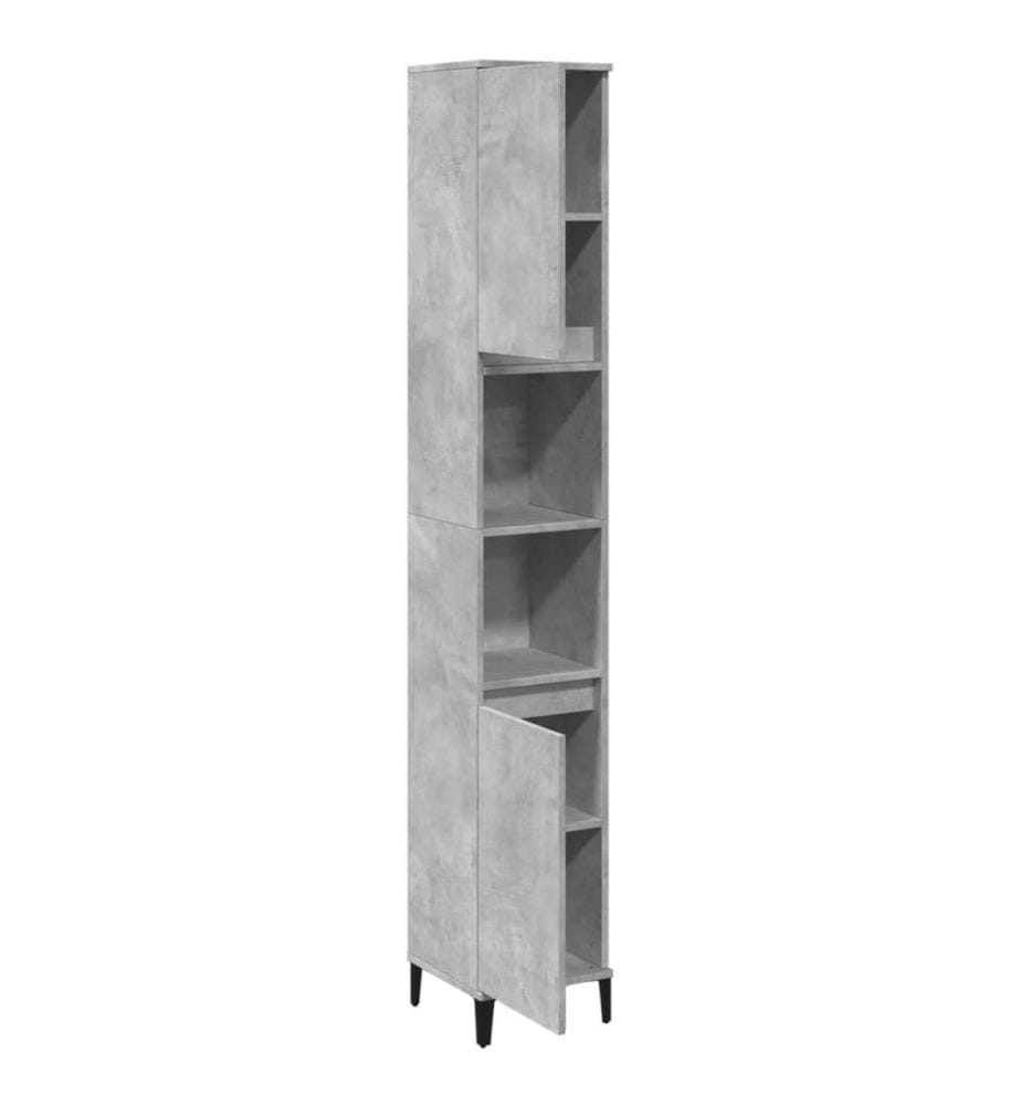 Badschrank Betongrau 30x30x190 cm Holzwerkstoff