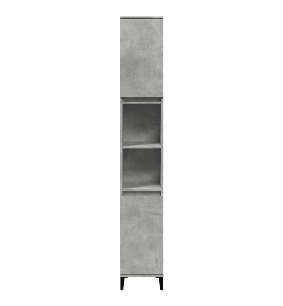 Badschrank Betongrau 30x30x190 cm Holzwerkstoff