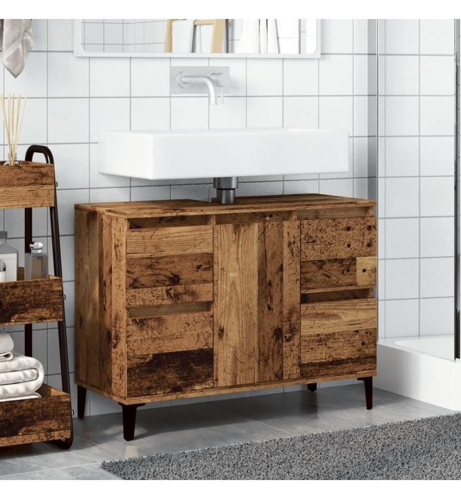 Armoire d'évier vieux bois 80x33x60 cm bois d'ingénierie