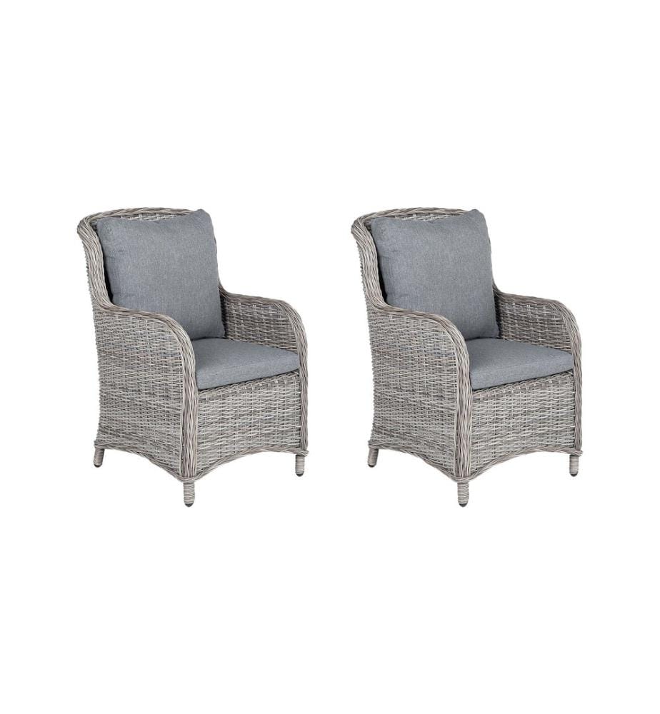Lot de 2 chaises de jardin avec coussins CASCAIS Gris