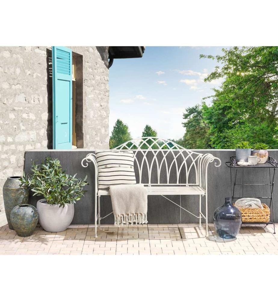 Banc de jardin MILAZZO 130 cm Métal Blanc
