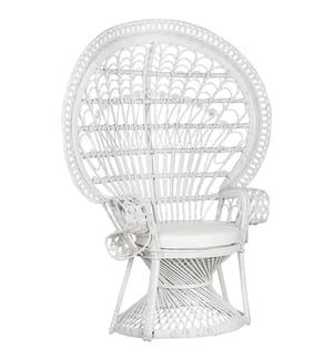Chaise paon EMMANUELLE Rotin Blanc