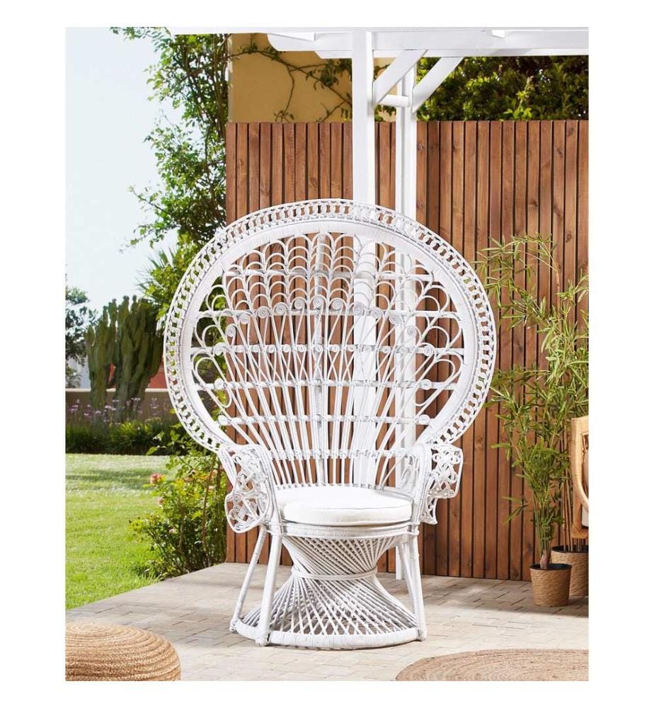 Chaise paon EMMANUELLE Rotin Blanc