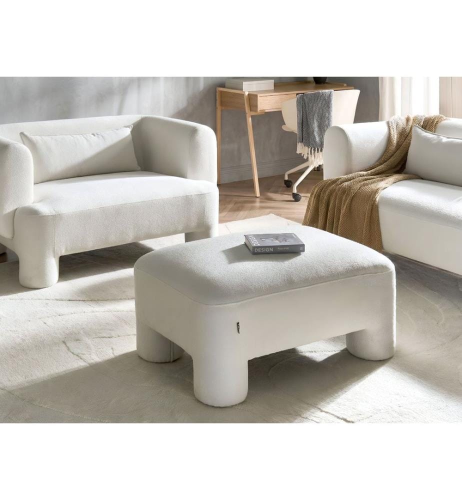 Ottoman HOGBO Tissu Blanc