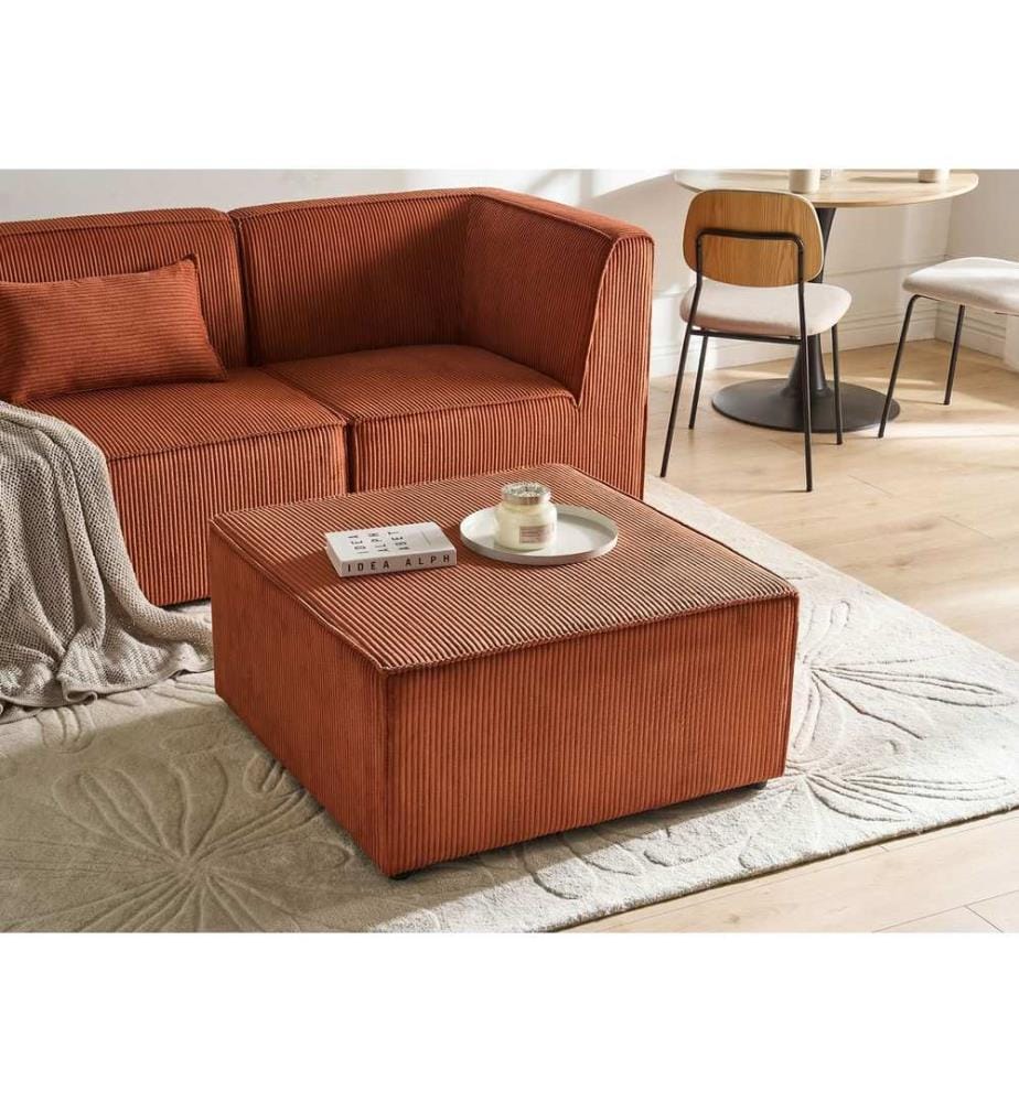 Ottoman LEMVIG Velours côtelé Marron doré