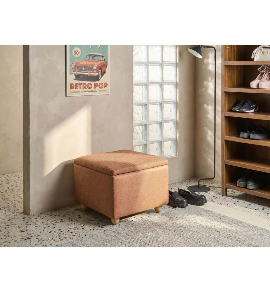 Pouf de rangement FERNDALE Tissu Marron doré