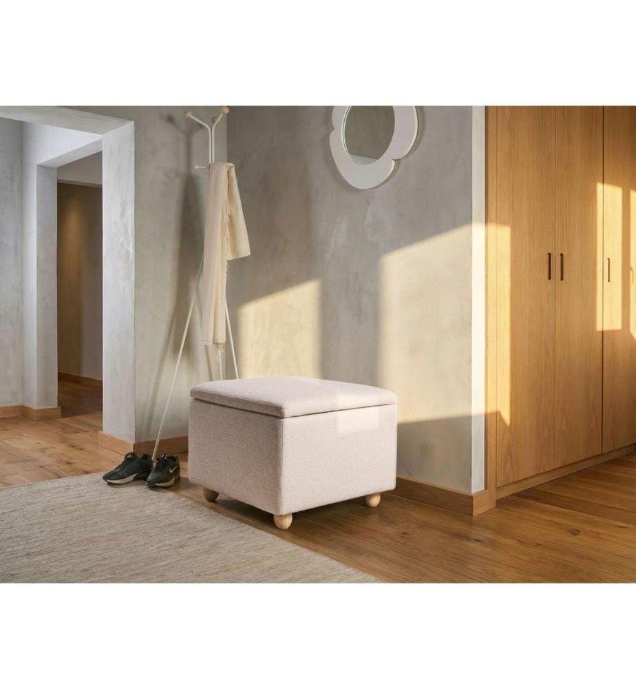 Pouf de rangement FERNDALE Tissu Beige