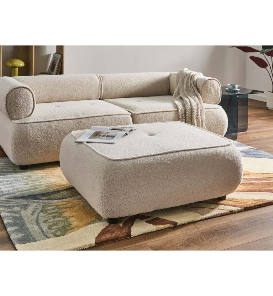 Ottoman SALLA Bouclé Blanc cassé