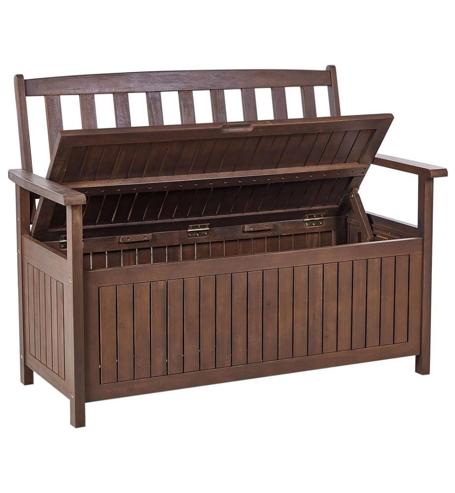 Banc de jardin SOVANA 120 cm avec rangement Acacia Marron foncé