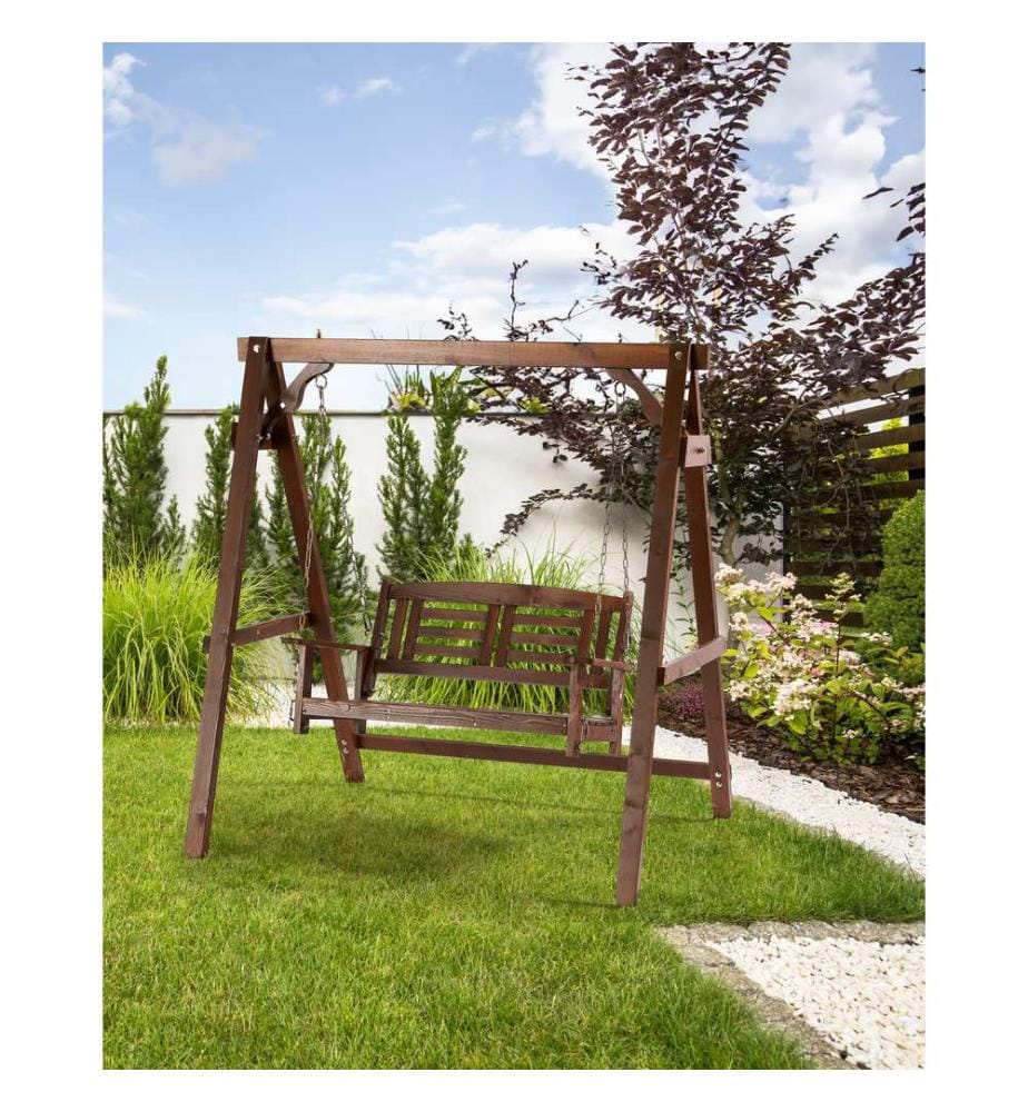 Balancelle de jardin NERITO Bois d'épicéa Marron foncé