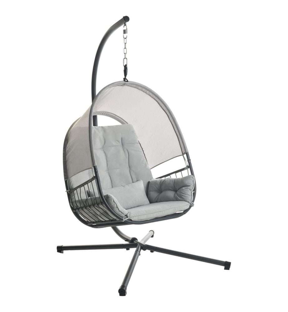 Fauteuil suspendu avec support ALVIANO Tissu Gris clair