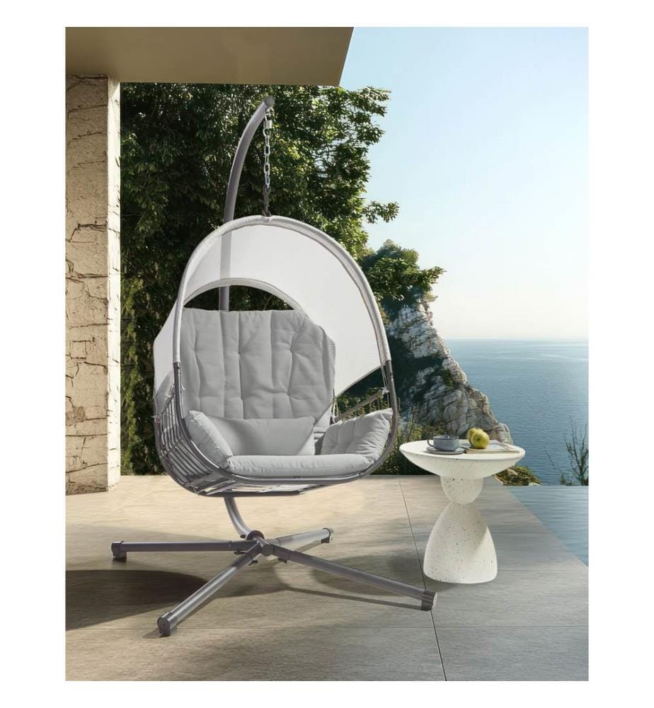 Fauteuil suspendu avec support ALVIANO Tissu Gris clair