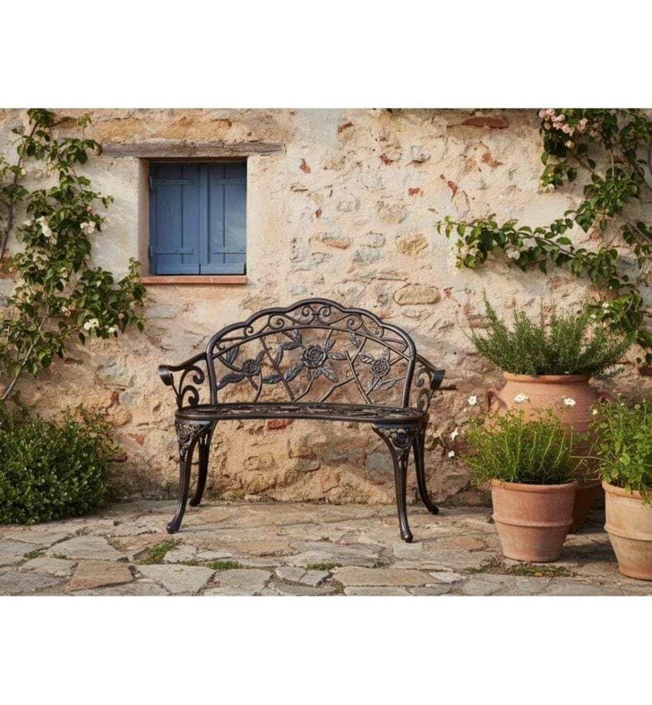 Banc de jardin PIURA 88 cm Métal Marron foncé