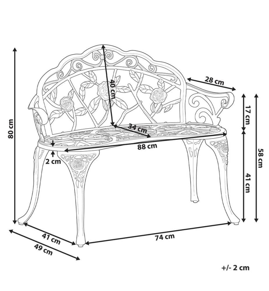 Banc de jardin PIURA 88 cm Métal Blanc